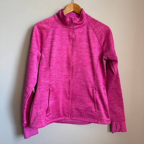 Mondetta Womens Long Sleeve Athletic Fleece Lined Jacket Full Zip Pink Large Y2K - Picture 1 of 15